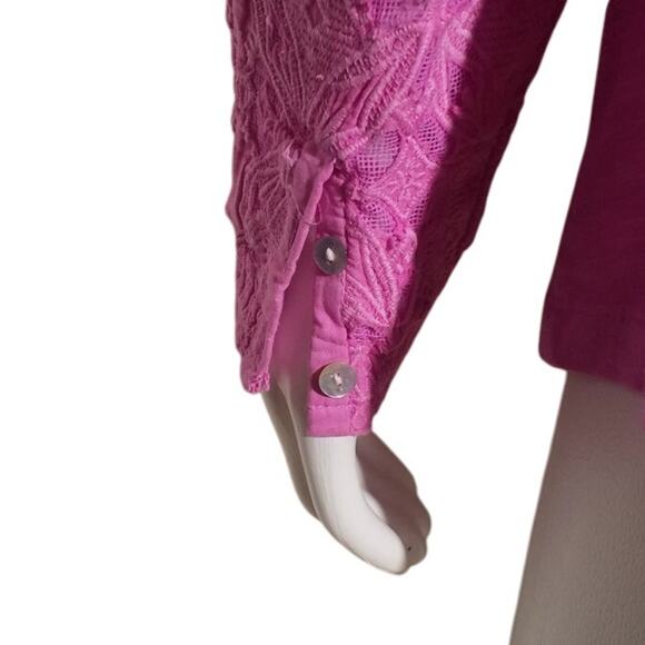 Soft Surrounding Women Sz M Top Alta Mara Pink Embroidery Lace Boho Cottagecore - Picture 6 of 8